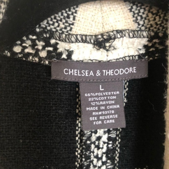 Boutique Black White Gingham Sweater Cardigan L - Picture 3 of 5